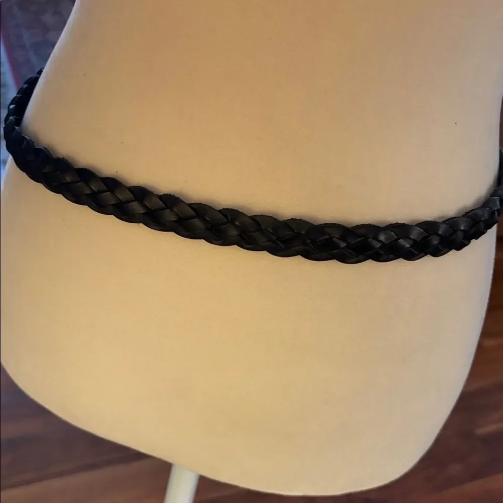 Braided Black Leather Belt